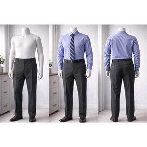 Perry Ellis Portfolio Pants Mens 33x30 dark brown Flat Front Straight  Pockets